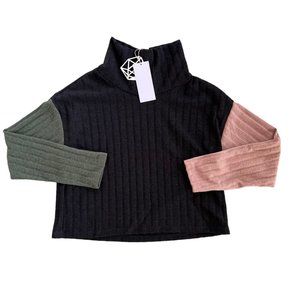 NWT Good Luck Girl Color Block Mock Neck  Top M